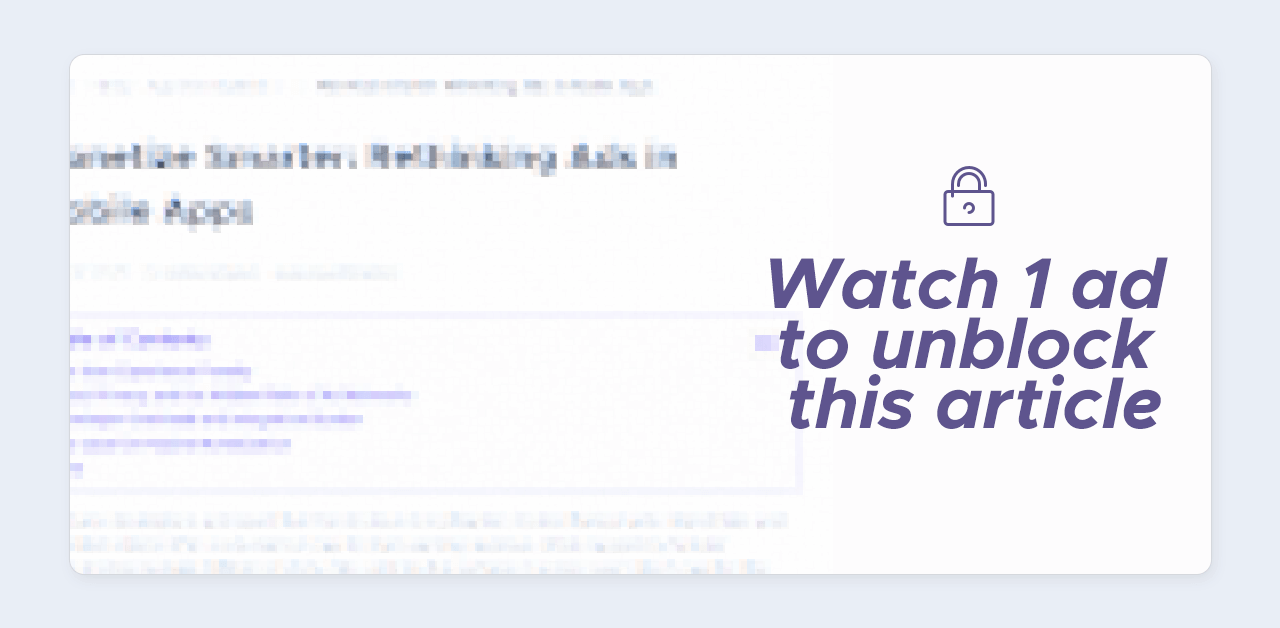 Mockup app interface that requires watching an add to proceed