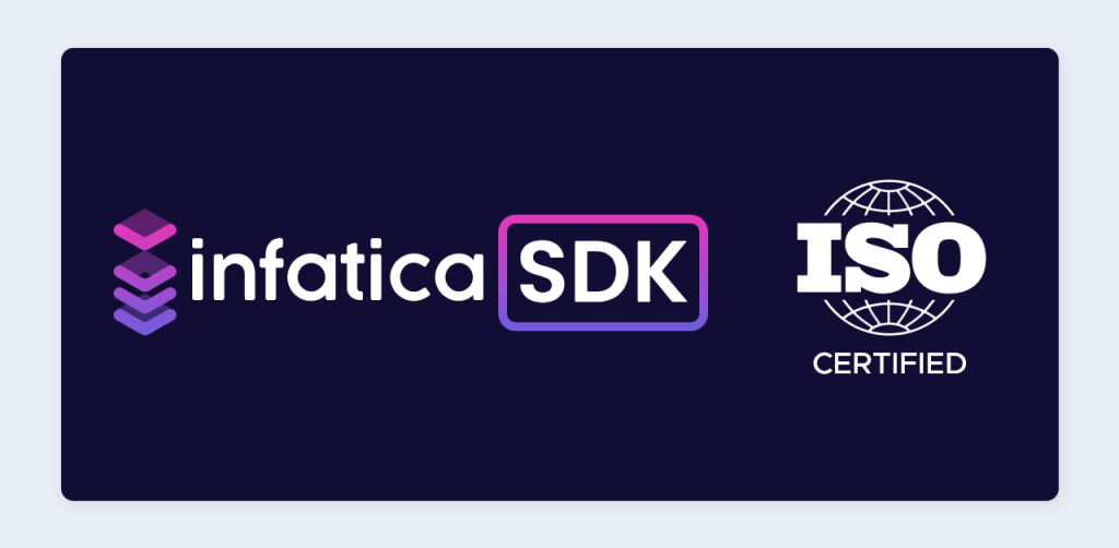 Infatica SDK logo with an ISO certification