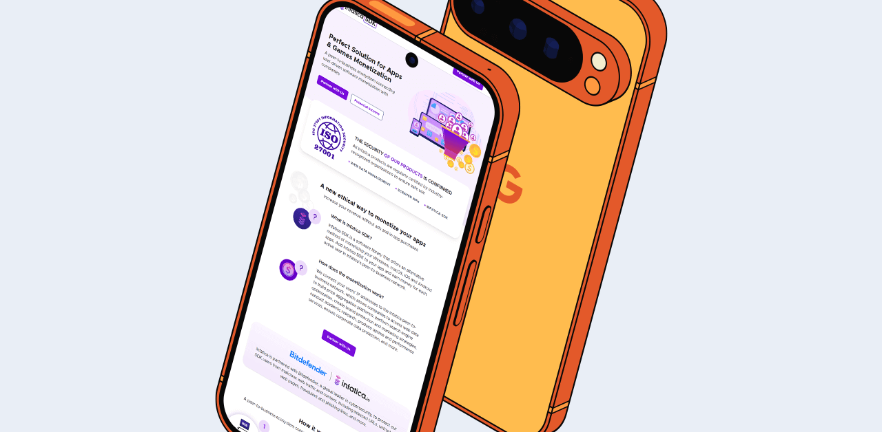 Android smartphone with Infatica SDK logo