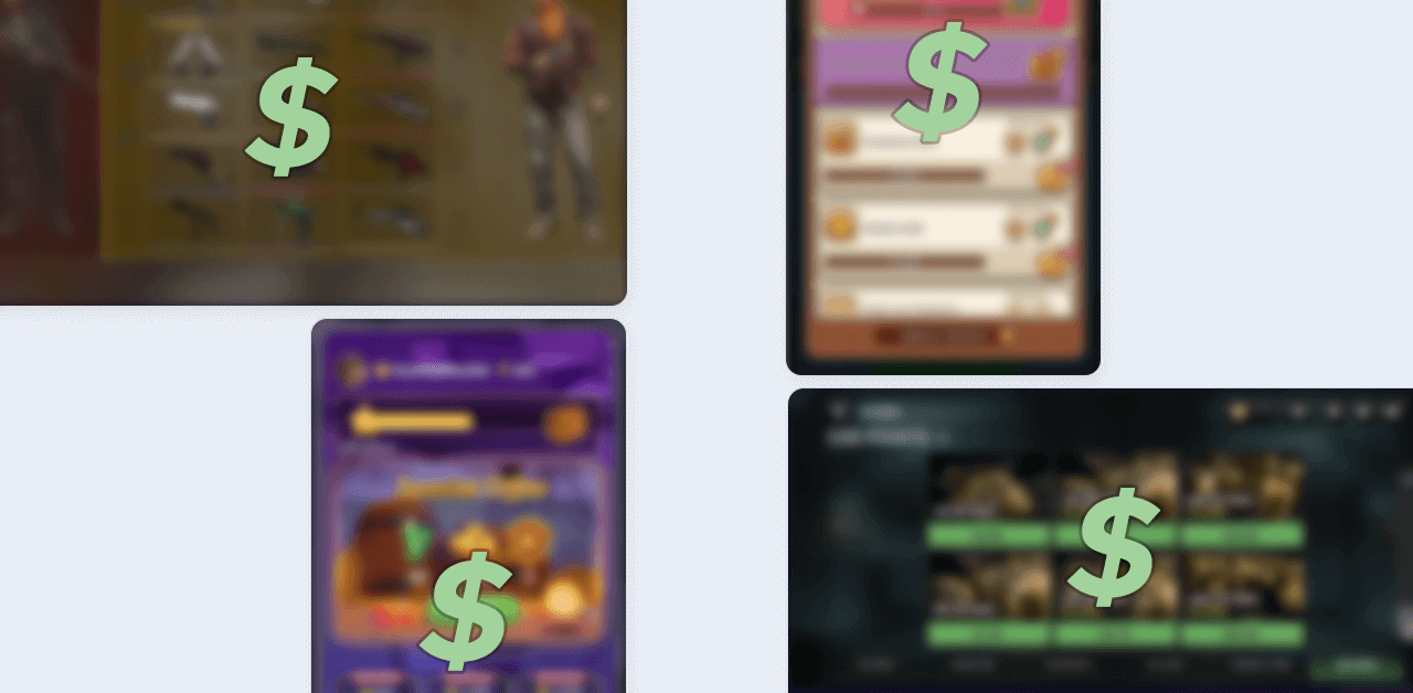 Different desktop and mobile game screenshots