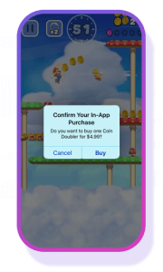 Mobile game offering to buy an in-game item