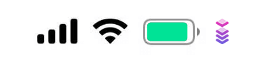 Smartphone status bar with a full battery