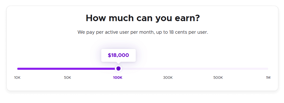 Infatica SDK monetization estimation interface