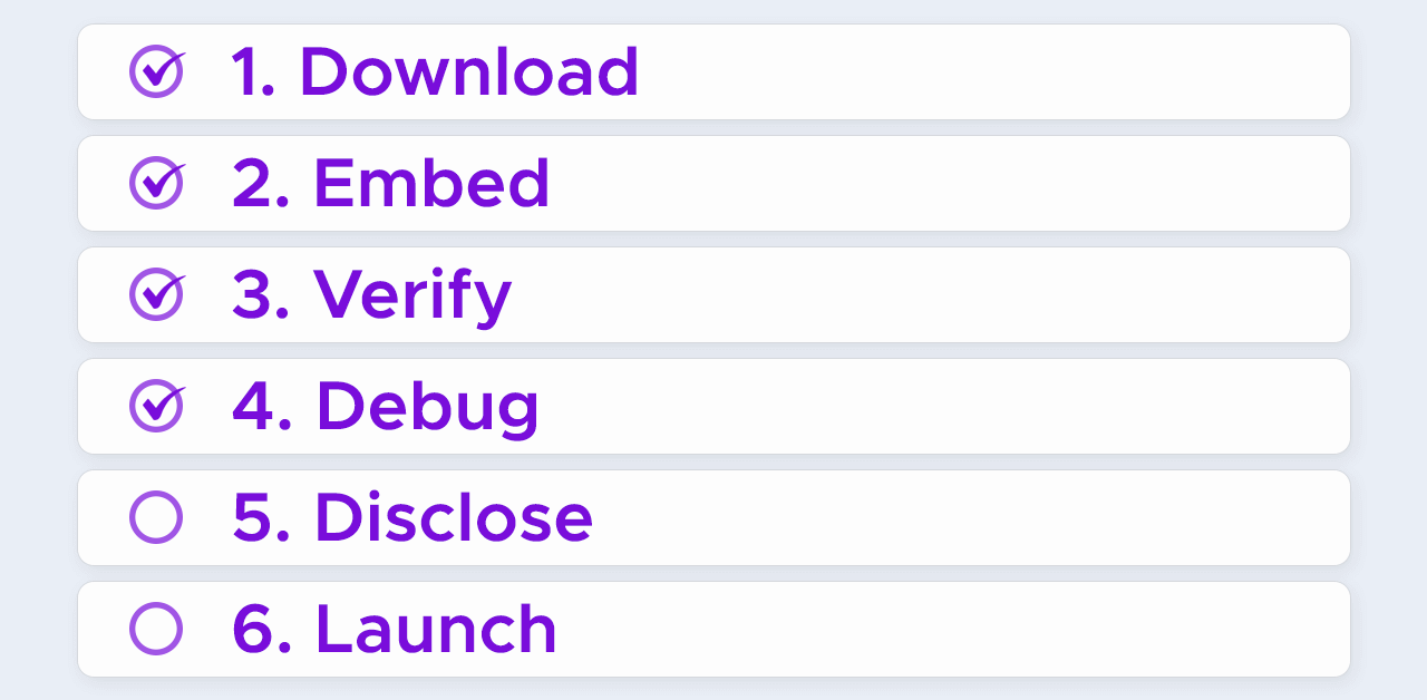 To-do list with steps to integrate Infatica SDK